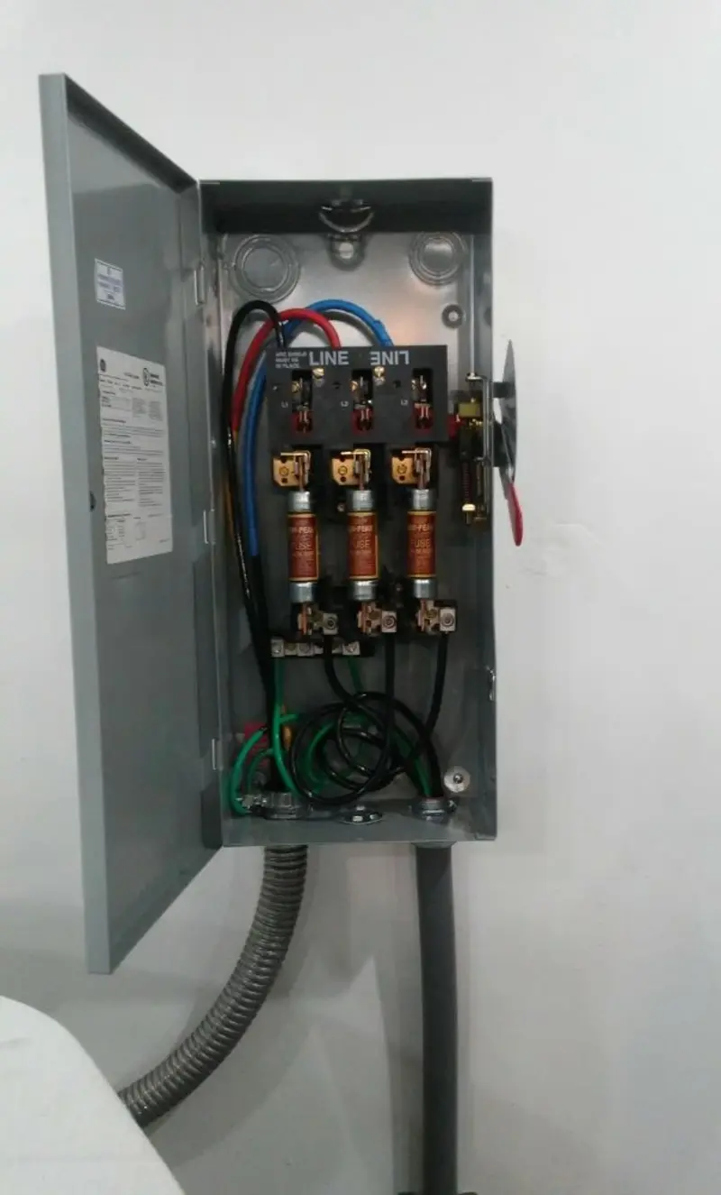 Three-phase disconnect switch installed for Smoke Detector Installation in North Tustin